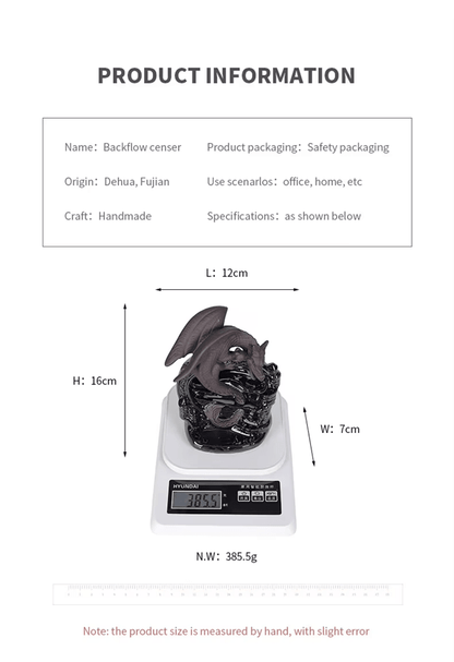 Ceramic Dragon Backflow Incense Burner for Home Decor and Aromatherapy
