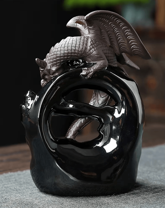 Ceramic Dragon Backflow Incense Burner for Home Decor and Aromatherapy