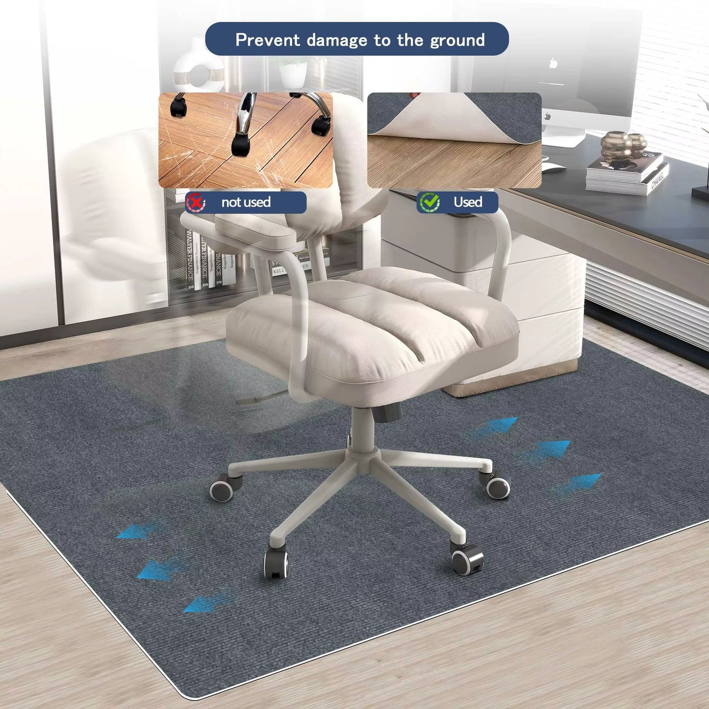 Keilymat 35.43x47.24in Office Chair Mat – Hardwood Floor Protector for Gaming & Work