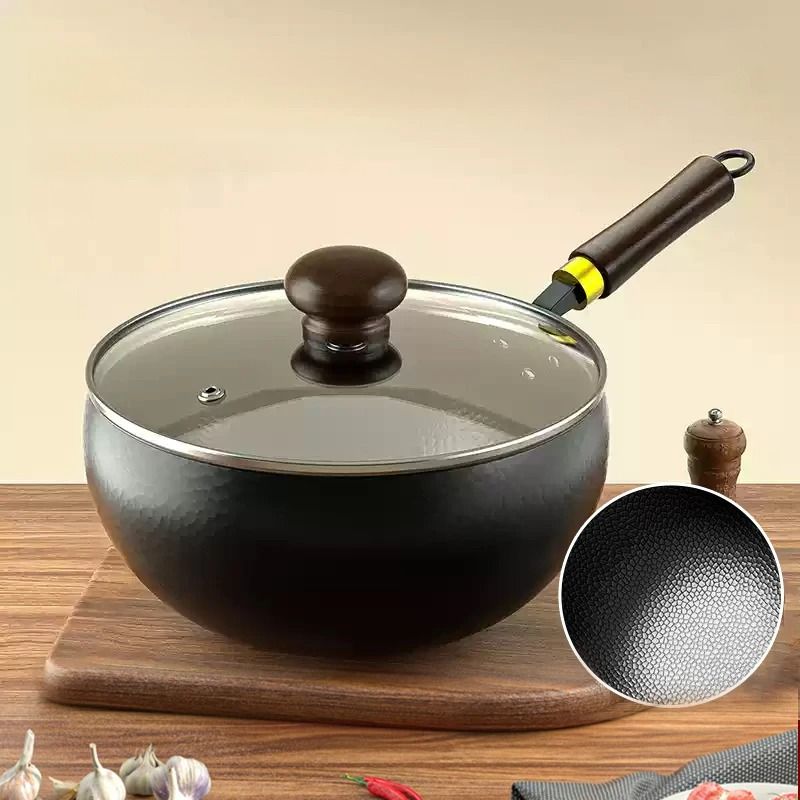Big Belly Pot Deepened Non Stick Iron Pot Flat Bottom Frying Pan with Lid
