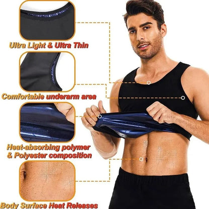 Mens Sauna Sweat Vest Heat Trapping Compression Shirt