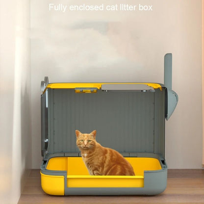 Enclosed Cat Litter Box with UV Light for Odor Control