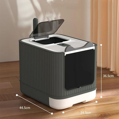 Enclosed Cat Litter Box with UV Light for Odor Control