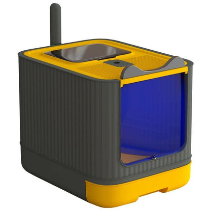Enclosed Cat Litter Box with UV Light for Odor Control
