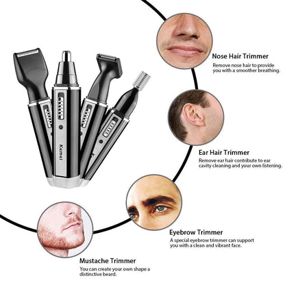 4 in 1 Rechargeable Nose Ear and Beard Hair Trimmer for Men