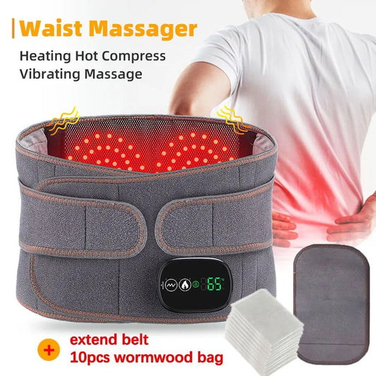 Electric Heating Waist Massager Belt with Vibration and Hot Compress 3 Gear Adjustment
