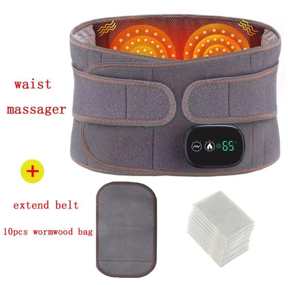 Electric Heating Waist Massager Belt with Vibration and Hot Compress 3 Gear Adjustment