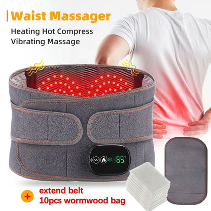 Electric Heating Waist Massager Belt with Vibration and Hot Compress 3 Gear Adjustment