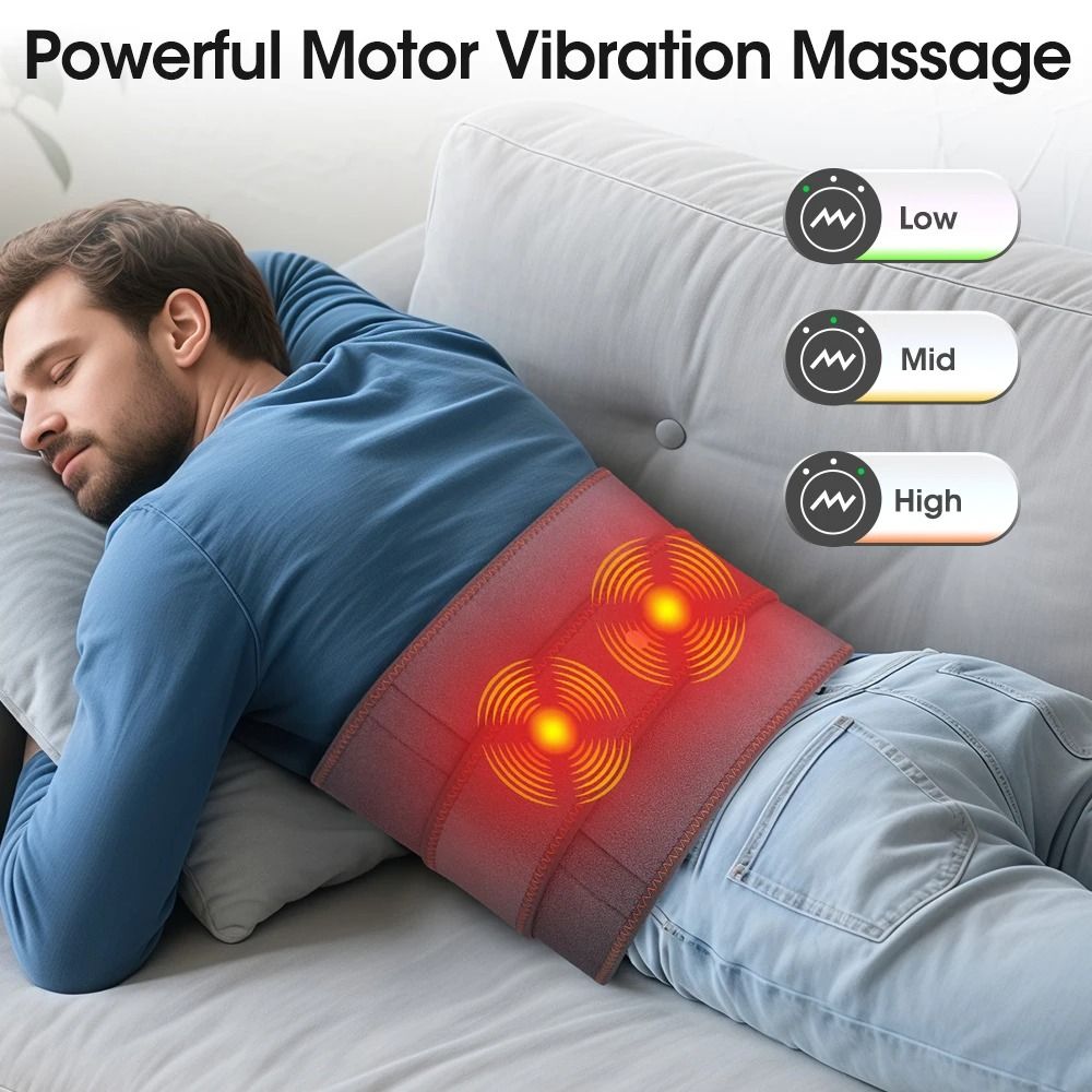 Electric Heating Waist Massager Belt with Vibration and Hot Compress 3 Gear Adjustment