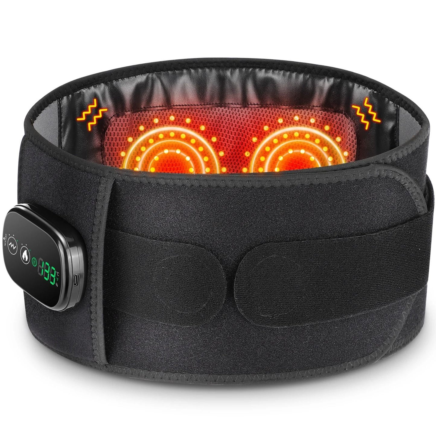 Electric Heating Waist Massager Belt with Vibration and Hot Compress 3 Gear Adjustment