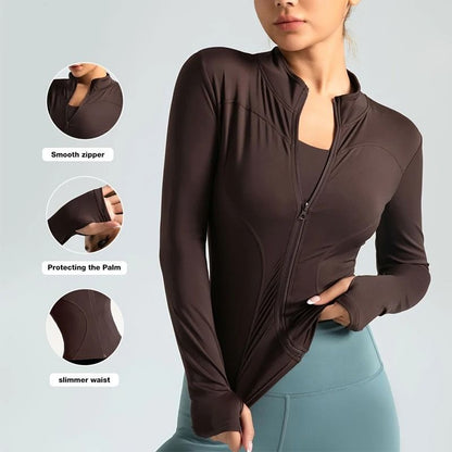 Breathable Seamless Cropped Workout Jacket for Women