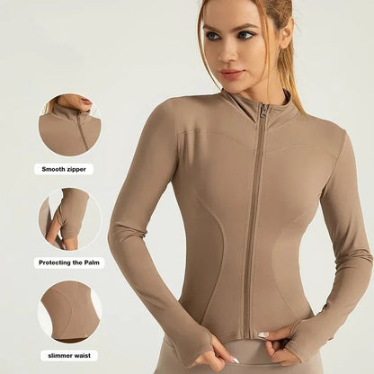 Breathable Seamless Cropped Workout Jacket for Women