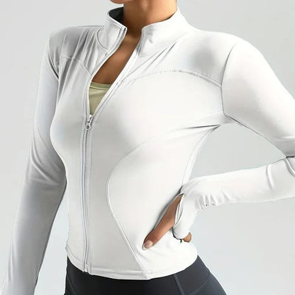 Breathable Seamless Cropped Workout Jacket for Women
