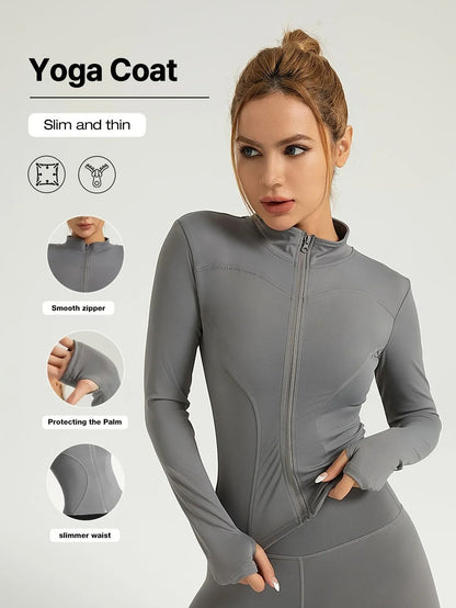 Breathable Seamless Cropped Workout Jacket for Women