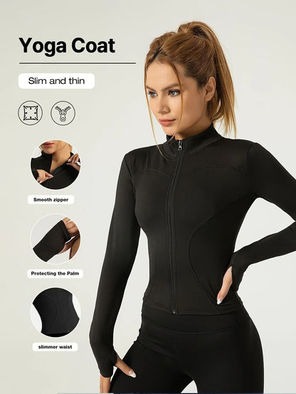 Breathable Seamless Cropped Workout Jacket for Women