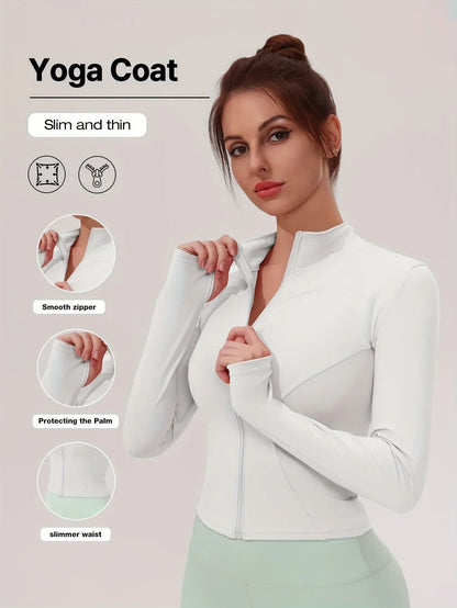 Breathable Seamless Cropped Workout Jacket for Women