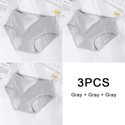 3 Pack Women Cotton Menstrual Briefs Leakproof High Absorption Postpartum Underwear