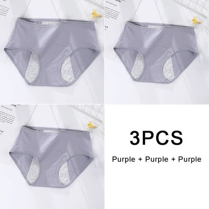 3 Pack Women Cotton Menstrual Briefs Leakproof High Absorption Postpartum Underwear