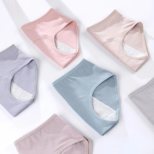 3 Pack Women Cotton Menstrual Briefs Leakproof High Absorption Postpartum Underwear