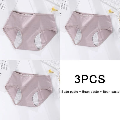 3 Pack Women Cotton Menstrual Briefs Leakproof High Absorption Postpartum Underwear