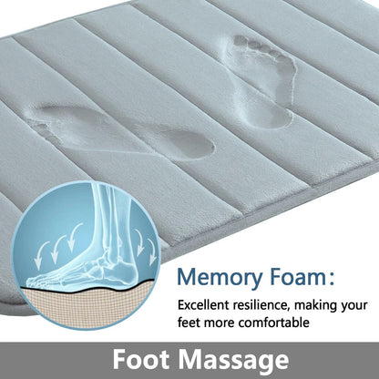 Super Absorbent Memory Foam Bath Mat Set Non Slip Bathroom Rug and Shower Room Doormat