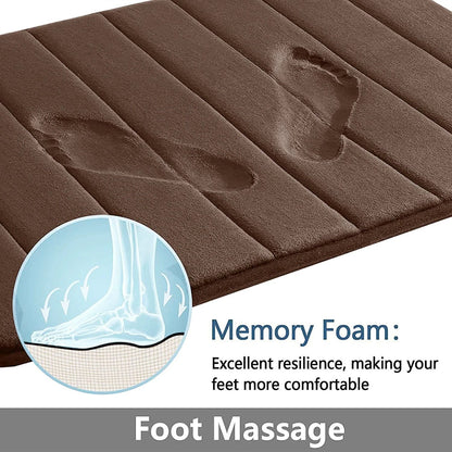 Super Absorbent Memory Foam Bath Mat Set Non Slip Bathroom Rug and Shower Room Doormat