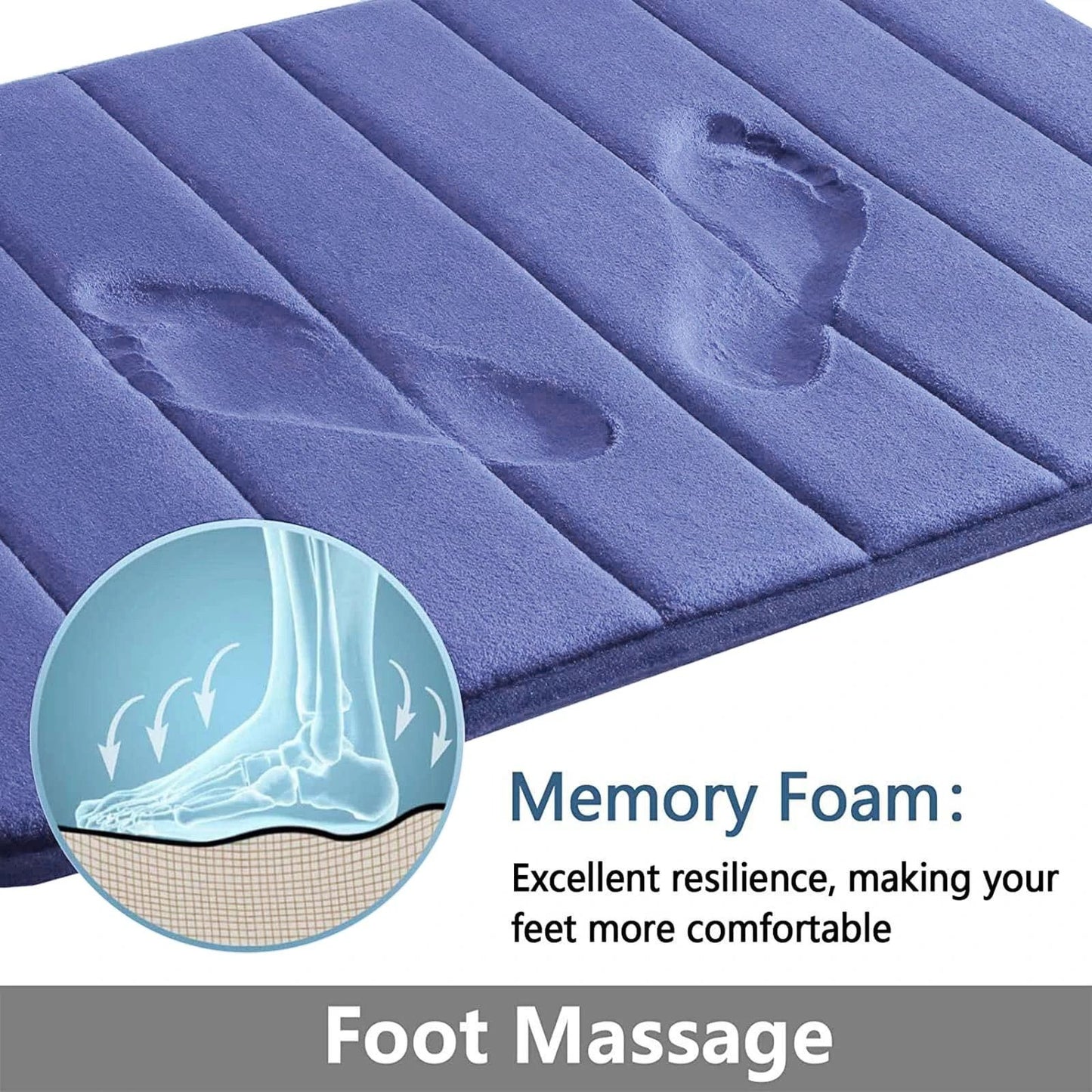 Super Absorbent Memory Foam Bath Mat Set Non Slip Bathroom Rug and Shower Room Doormat