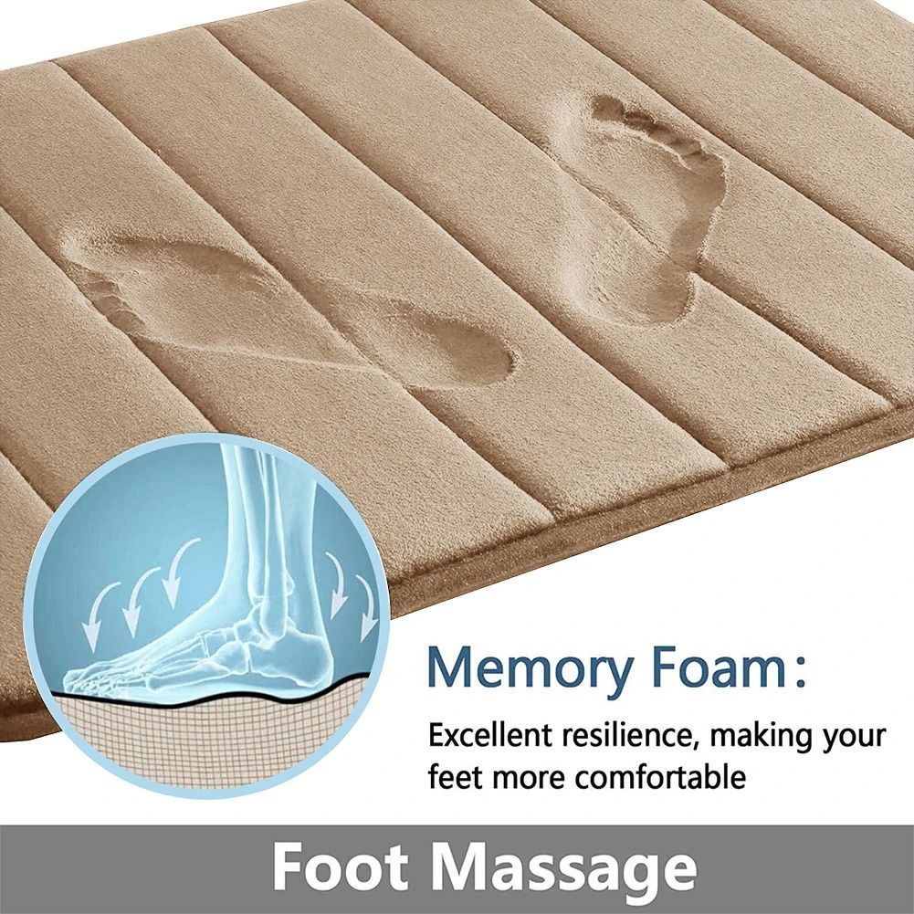 Super Absorbent Memory Foam Bath Mat Set Non Slip Bathroom Rug and Shower Room Doormat