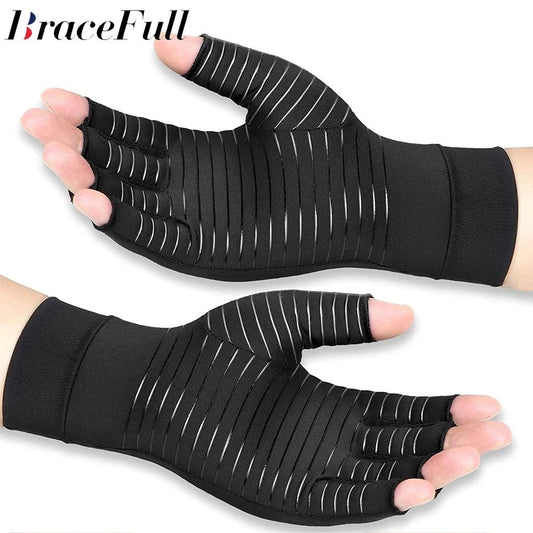 Copper Arthritis Compression Gloves Fingerless Pain Relief Support for Arthritis Carpal Tunnel Swelling Men Women