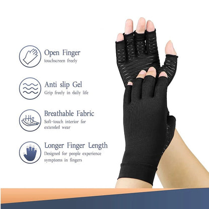 Copper Arthritis Compression Gloves Fingerless Pain Relief Support for Arthritis Carpal Tunnel Swelling Men Women