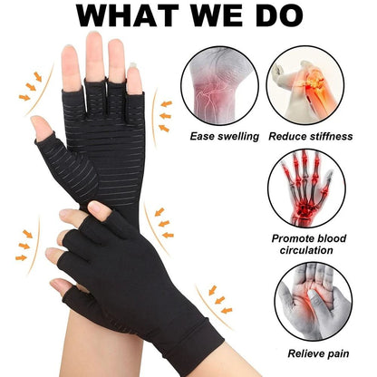 Copper Arthritis Compression Gloves Fingerless Pain Relief Support for Arthritis Carpal Tunnel Swelling Men Women