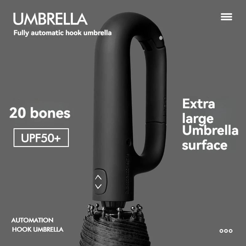 Ring Buckle Design 20 Rib Fully Automatic Folding Umbrella Extra Large Sunshade for Men and Women