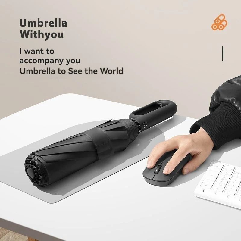 Ring Buckle Design 20 Rib Fully Automatic Folding Umbrella Extra Large Sunshade for Men and Women