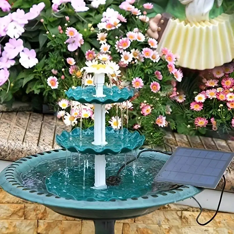 3 Tier Solar Bird Bath Fountain with Detachable 2.5W DIY Pump for Garden Decoration, Outdoor Bird Feeder