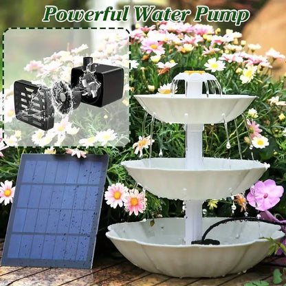 3 Tier Solar Bird Bath Fountain with Detachable 2.5W DIY Pump for Garden Decoration, Outdoor Bird Feeder