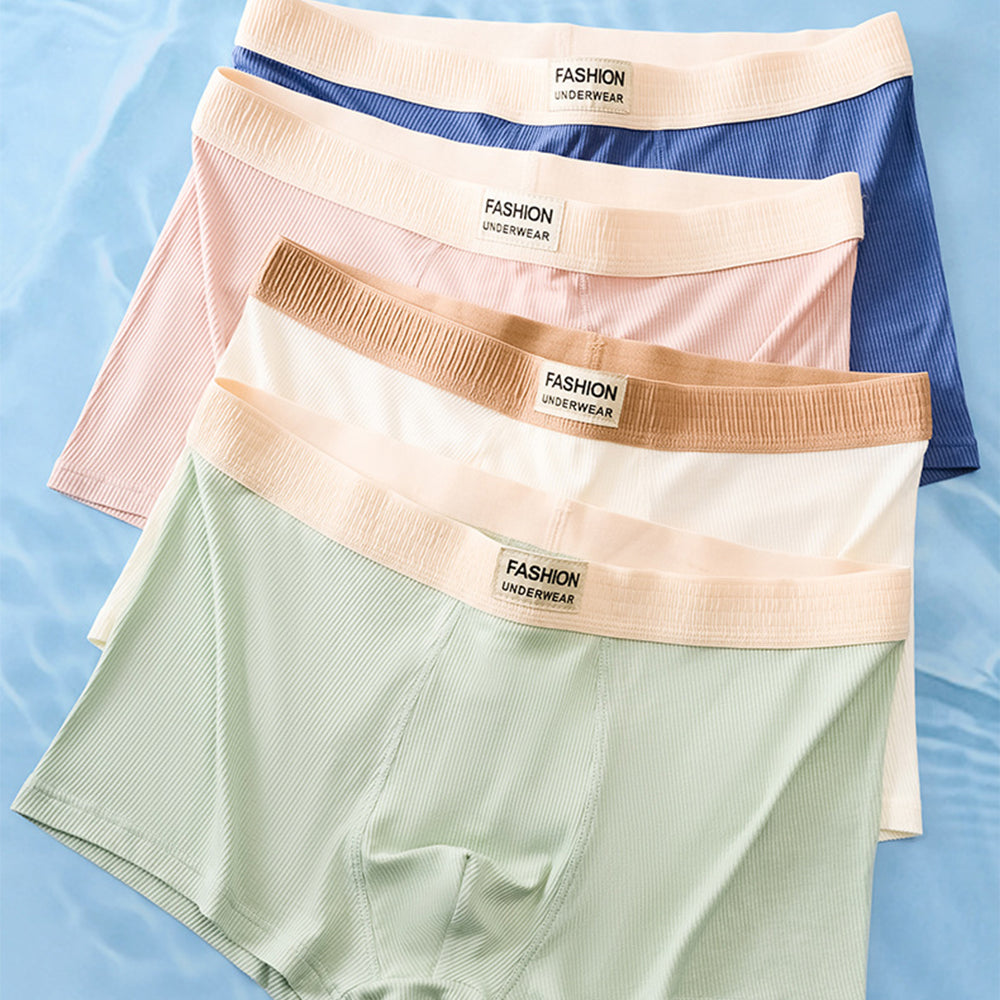Men Breathable Boxer Shorts Underwear, Youth Elastic Panty, Thin Letters Printing Belt Underpants for Men