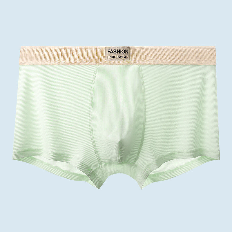 Men Breathable Boxer Shorts Underwear, Youth Elastic Panty, Thin Letters Printing Belt Underpants for Men