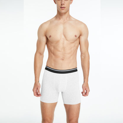 Mens Mid Long Black Boxer Shorts, Cotton Underwear Breathable Male, Comfortable Underpants for Man Homme Soft Boxers