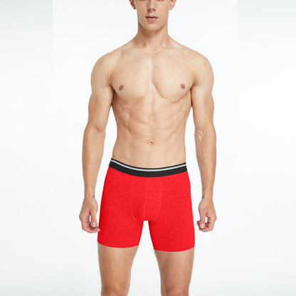 Mens Mid Long Black Boxer Shorts, Cotton Underwear Breathable Male, Comfortable Underpants for Man Homme Soft Boxers