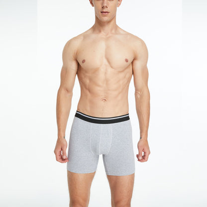 Mens Mid Long Black Boxer Shorts, Cotton Underwear Breathable Male, Comfortable Underpants for Man Homme Soft Boxers