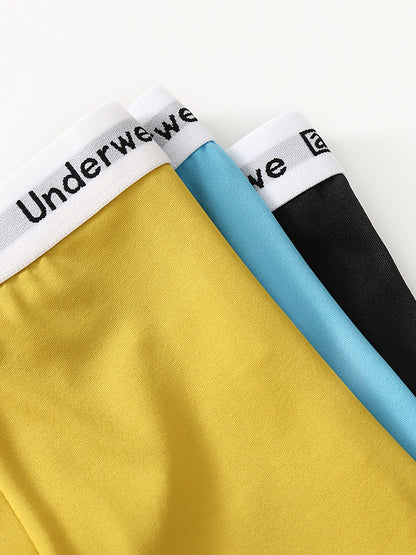 Mens 5 Pack Polyester Boxers Underwe Waistband, Solid Color Boxer Briefs, Lightweight Quick Dry Underwear Multipack