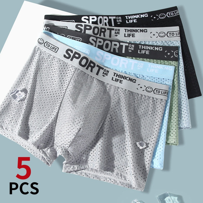 Ice Silk Mens Underwear Man Boxer Shorts Summer Autumn Breathable Underpants, U Convex Sexy Panties, Lingerie