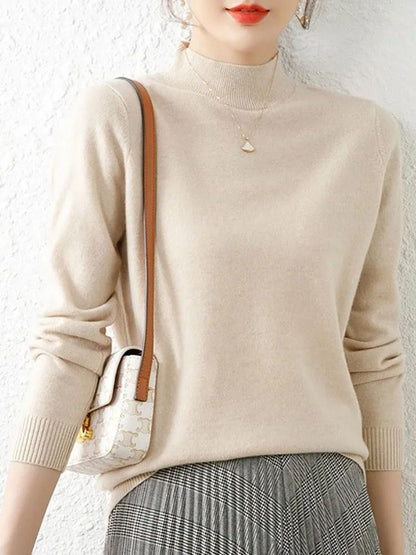 Autumn Winter Womens Turtleneck Pullover Slim Long Sleeve Knitted Sweater