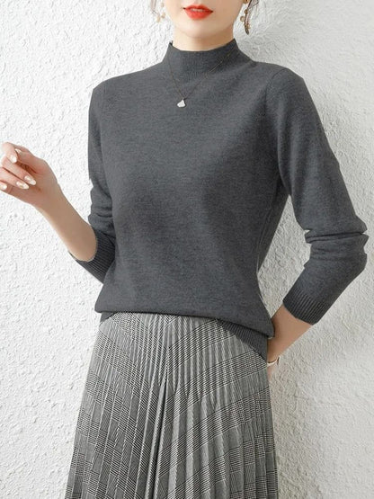 Autumn Winter Womens Turtleneck Pullover Slim Long Sleeve Knitted Sweater