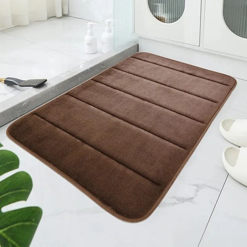 Bathroom Coral Velvet Anti Skid Mat With Quick Dry Water Absorption