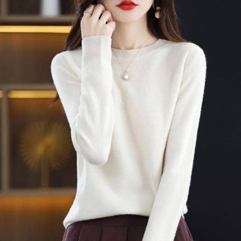 Women O Neck Knit Sweater Autumn Winter Casual Pullover Warm Jumper Korean Fashion Knitwear