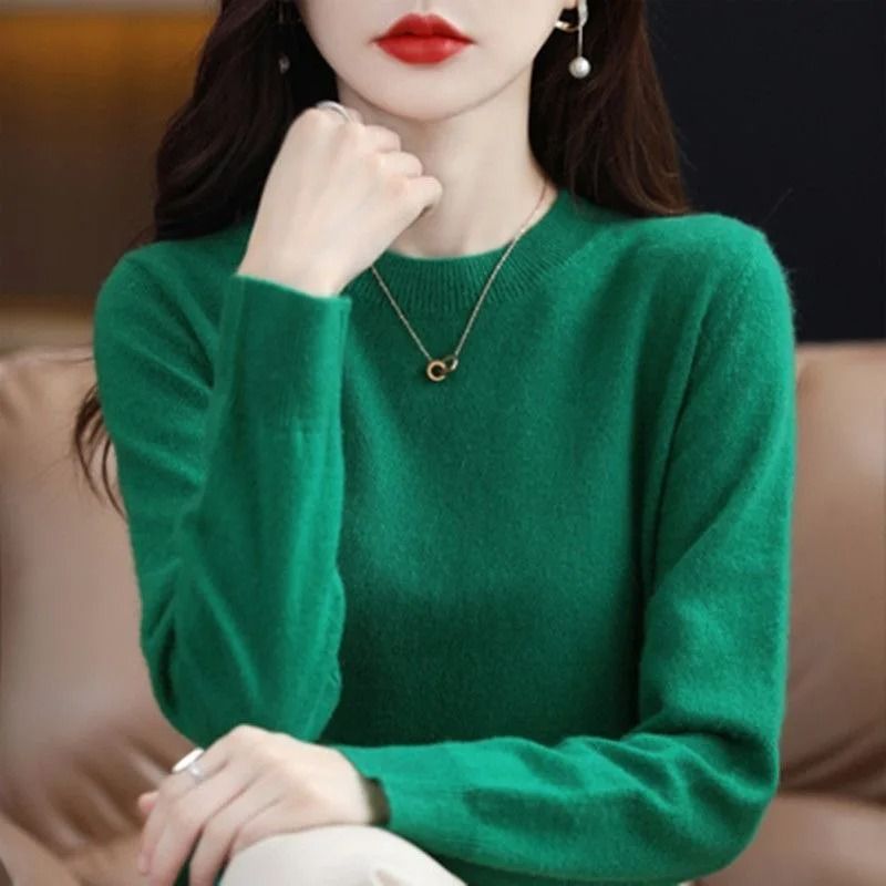 Women O Neck Knit Sweater Autumn Winter Casual Pullover Warm Jumper Korean Fashion Knitwear