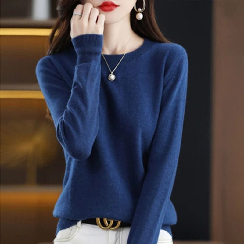Women O Neck Knit Sweater Autumn Winter Casual Pullover Warm Jumper Korean Fashion Knitwear