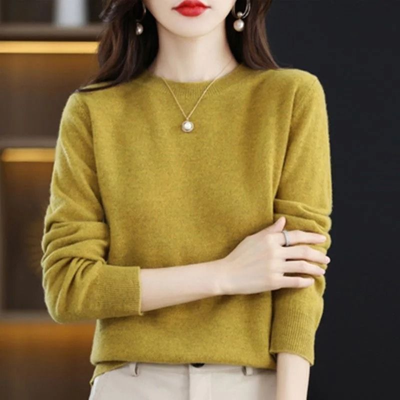Women O Neck Knit Sweater Autumn Winter Casual Pullover Warm Jumper Korean Fashion Knitwear