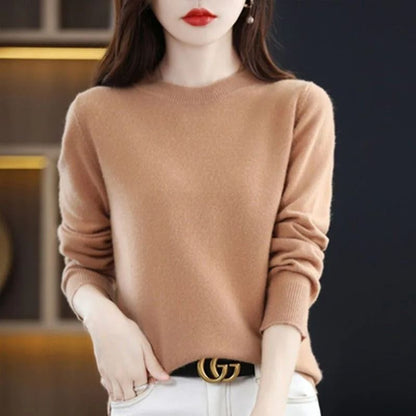 Women O Neck Knit Sweater Autumn Winter Casual Pullover Warm Jumper Korean Fashion Knitwear
